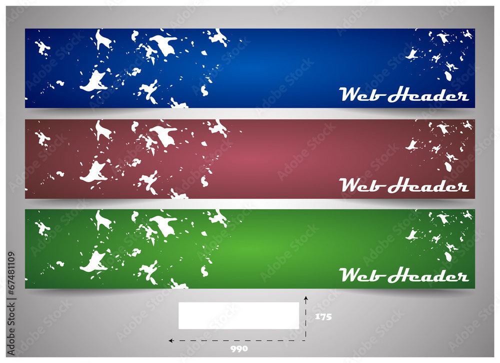 Poster web headers with precise dimension, set of vector banners