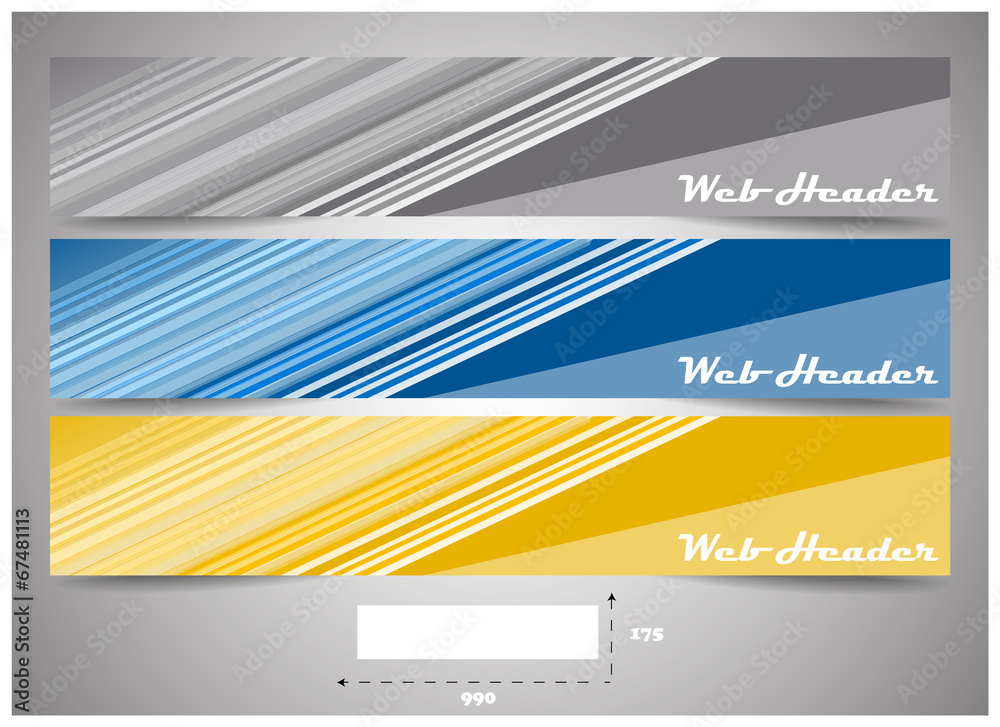 Poster web headers with precise dimension, set of vector banners