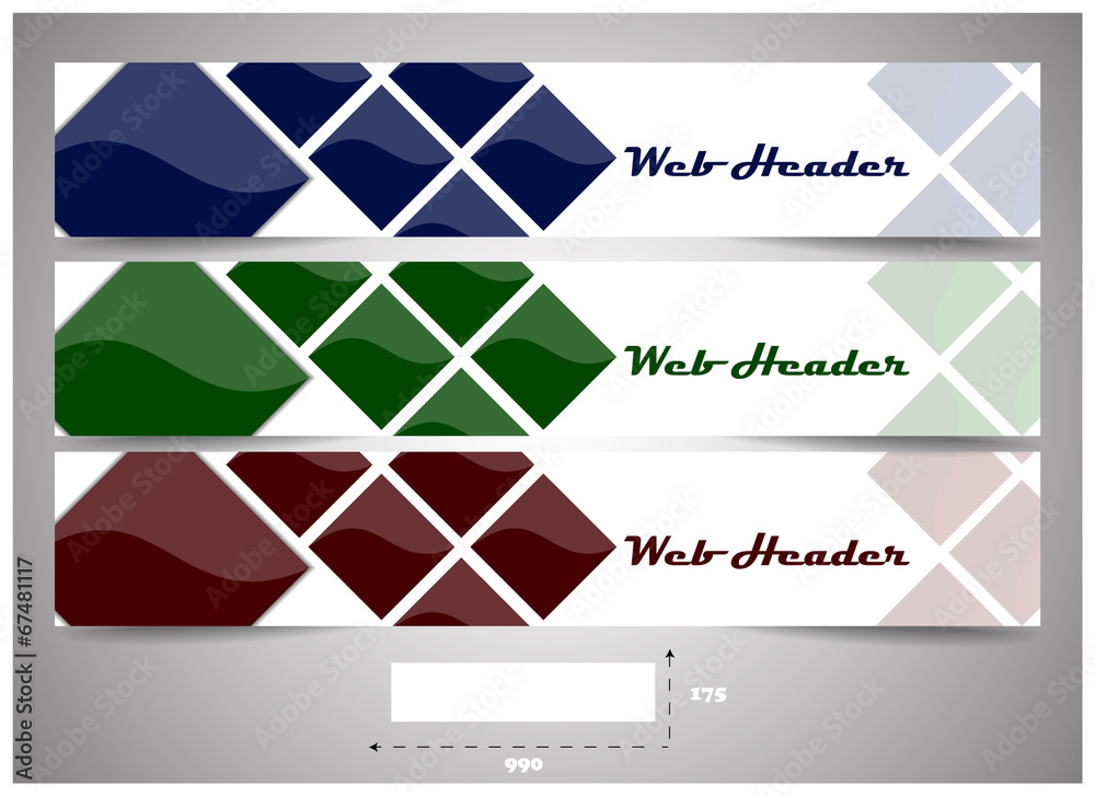 Poster web headers with precise dimension, set of vector banners