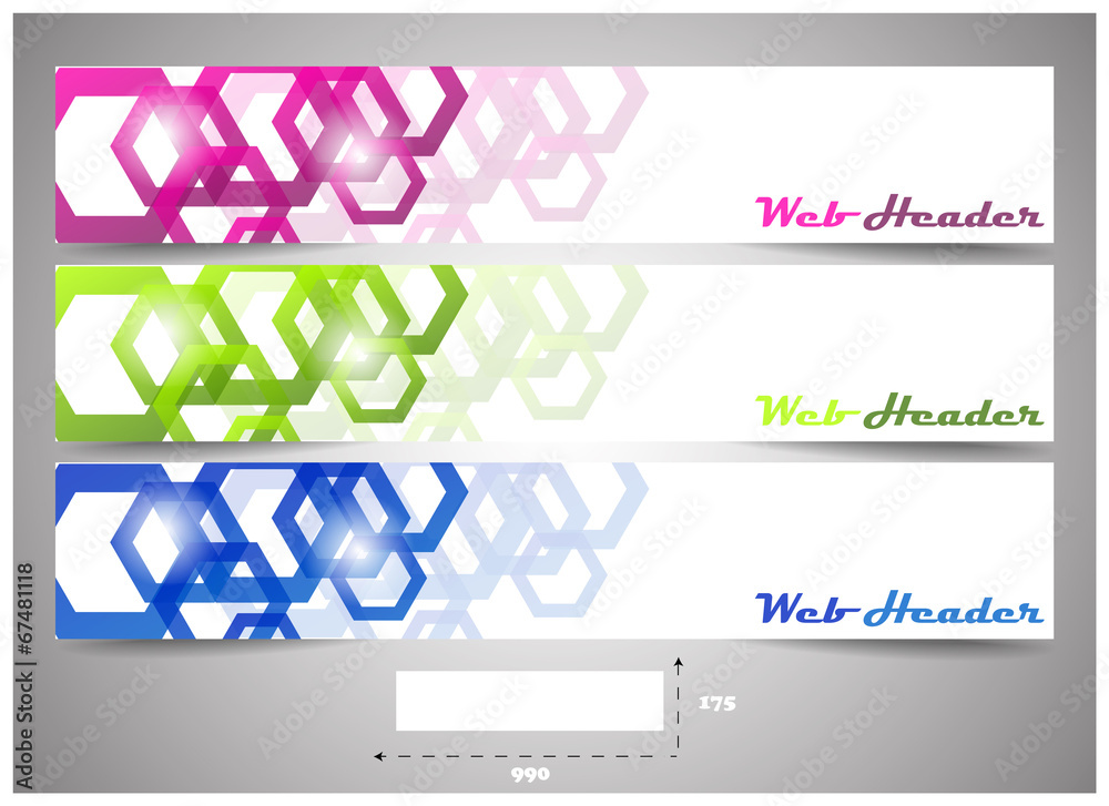 Poster web headers with precise dimension, set of vector banners