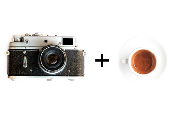 coffee and old retro camera