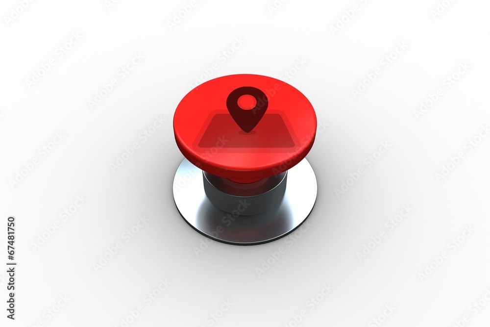 Poster Composite image of map marker graphic on button