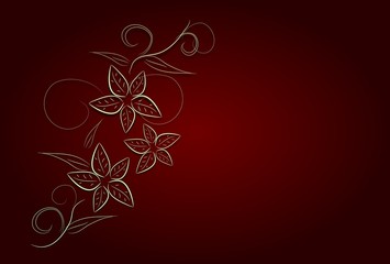 Red background with floral ornaments