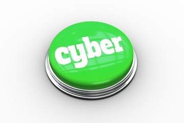 Cyber on digitally generated green push button