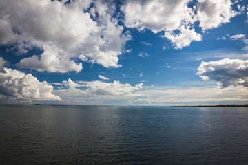 on the way to Saaremaa by ferry. View on baltic sea.