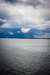 on the way to Saaremaa by ferry. View on baltic sea.