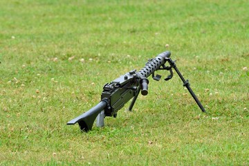 Machine gun lying on the ground