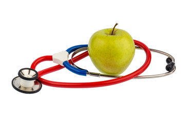 Apfel und Stethoskop