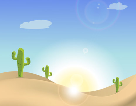 Scene of a cactus in the desert
