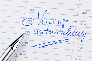 Eintrag im Kalender: Vorsorgeuntersuchung