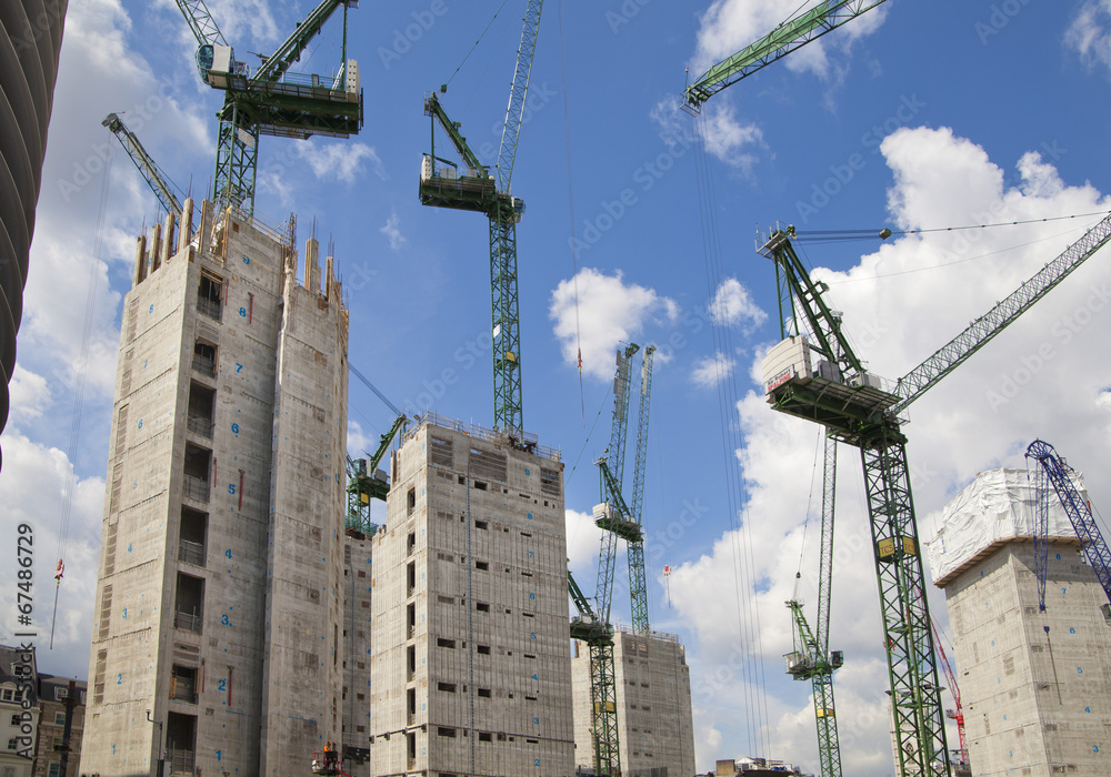 Sticker london, building site with cranes in the bank of england aria