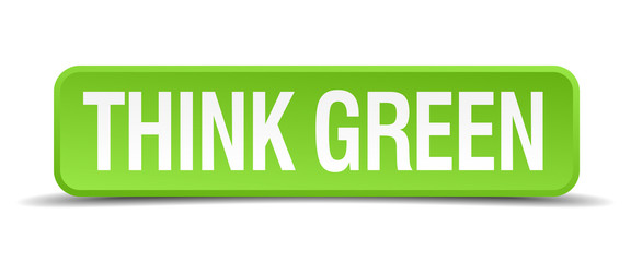 Think green green 3d realistic square isolated button