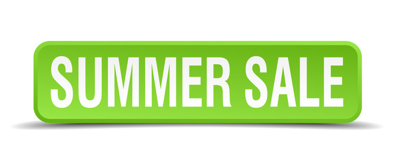Summer sale green 3d realistic square isolated button