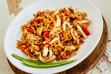 Risotto with seafood and pepper