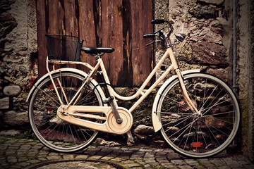 Italian old-style yellow bicycle