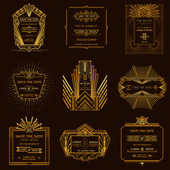 Save the Date - Set of Wedding Invitation Cards - Art Deco © wooster