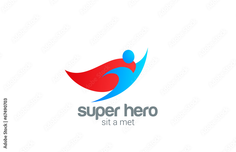 Poster super hero abstract flying character vector logo design