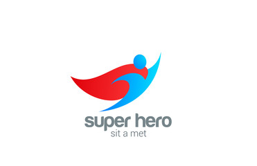 Super Hero abstract Flying Character vector logo design