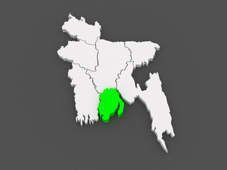Map of Barisal. Bangladesh.