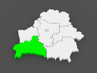 Map of Brest region. Belarus.