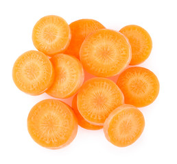 sliced carrot isolated on white background