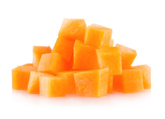 sliced carrot isolated on white background