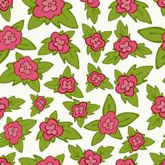 Vector bright floral seamless pattern - flower with leaves backg