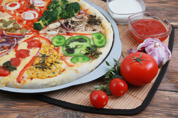 Home made pizza on the table