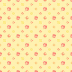 Yellow warm abstract polka dot fabric seamless pattern - backgro