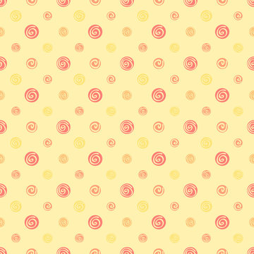 Yellow warm abstract polka dot fabric seamless pattern - backgro