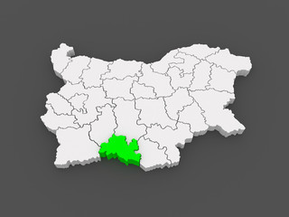 Map of Smolyan Province. Bulgaria.
