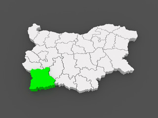 Map of Blagoevgrad Province. Bulgaria.