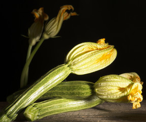 zucchini on the wooden table