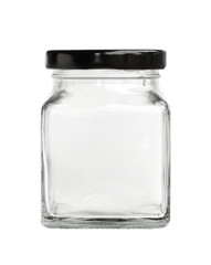 Square glass bottle (with clipping path) isolated on white
