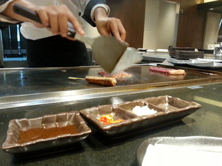 Chef cooking Japanese food.