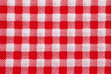 Red and white picnic tablecloth checkered pattern