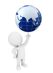 White character with globe