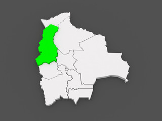 Map of La Paz. Bolivia.