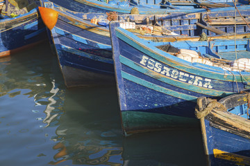 Fototapeta na wymiar Blue fishing boats