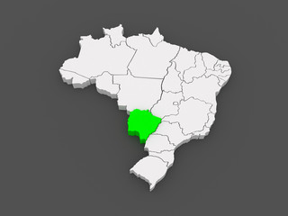 Map of Mato Grosso do Sul. Brazil.
