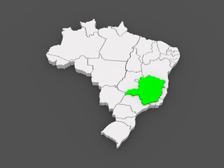 Map of Minas Gerais. Brazil.