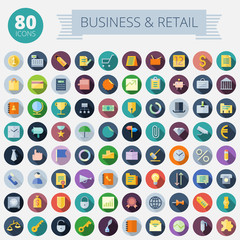 Flat Design Icons For Business and Retail