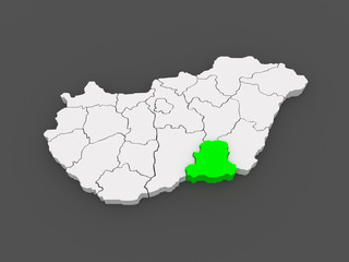 Fototapeta premium Map of Csongrad. Hungary.