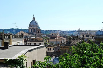Fototapeta na wymiar View of Rome city from Spanish steps.