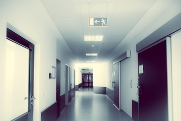 hospital corridor.  hospital hallway. hospital interior