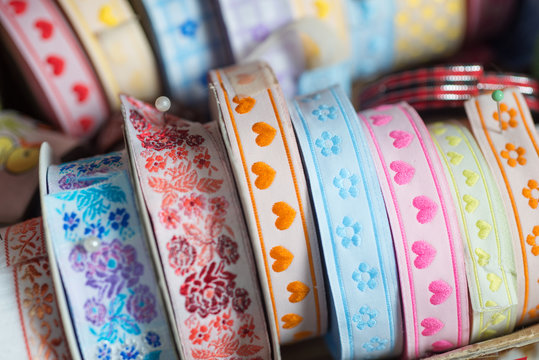 Colorful fabric ribbon tapes