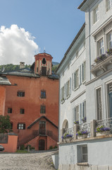 Zuoz, Dorf, historischer Dorfkern, Alpen, Sommer, Schweiz