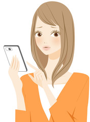スマートフォンの操作に困る女性