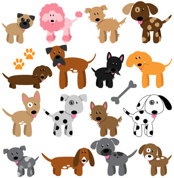 Vector Collection Of Cute Cartoon Dogs