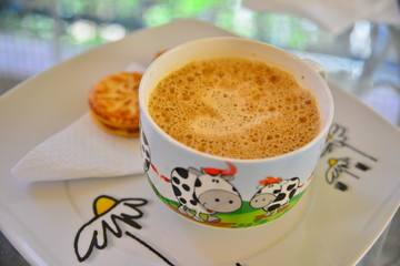 Heart in the morning home made coffee